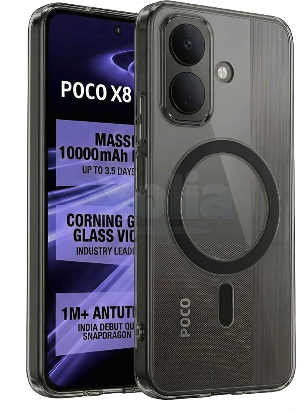 Xolia Back Cover for Poco X8 5G (Black, Shock Proof, Polycarbonate, Pack of: 1)