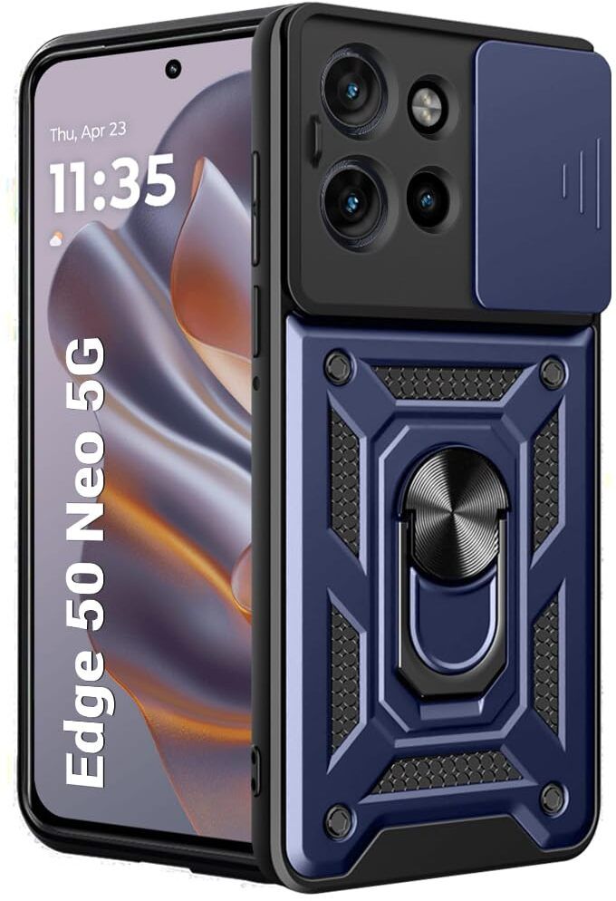 Micvir Back Cover for Motorola Edge 50 Neo 5G (Blue, Shock Proof, Polycarbonate, Silicon, Pack of: 1)