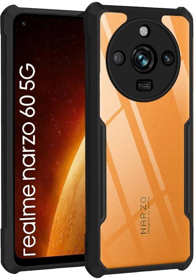 Micvir Back Cover for Realme Narzo 60 5G (Transparent, Black, Shock Proof, Polycarbonate, Pack of: 1)