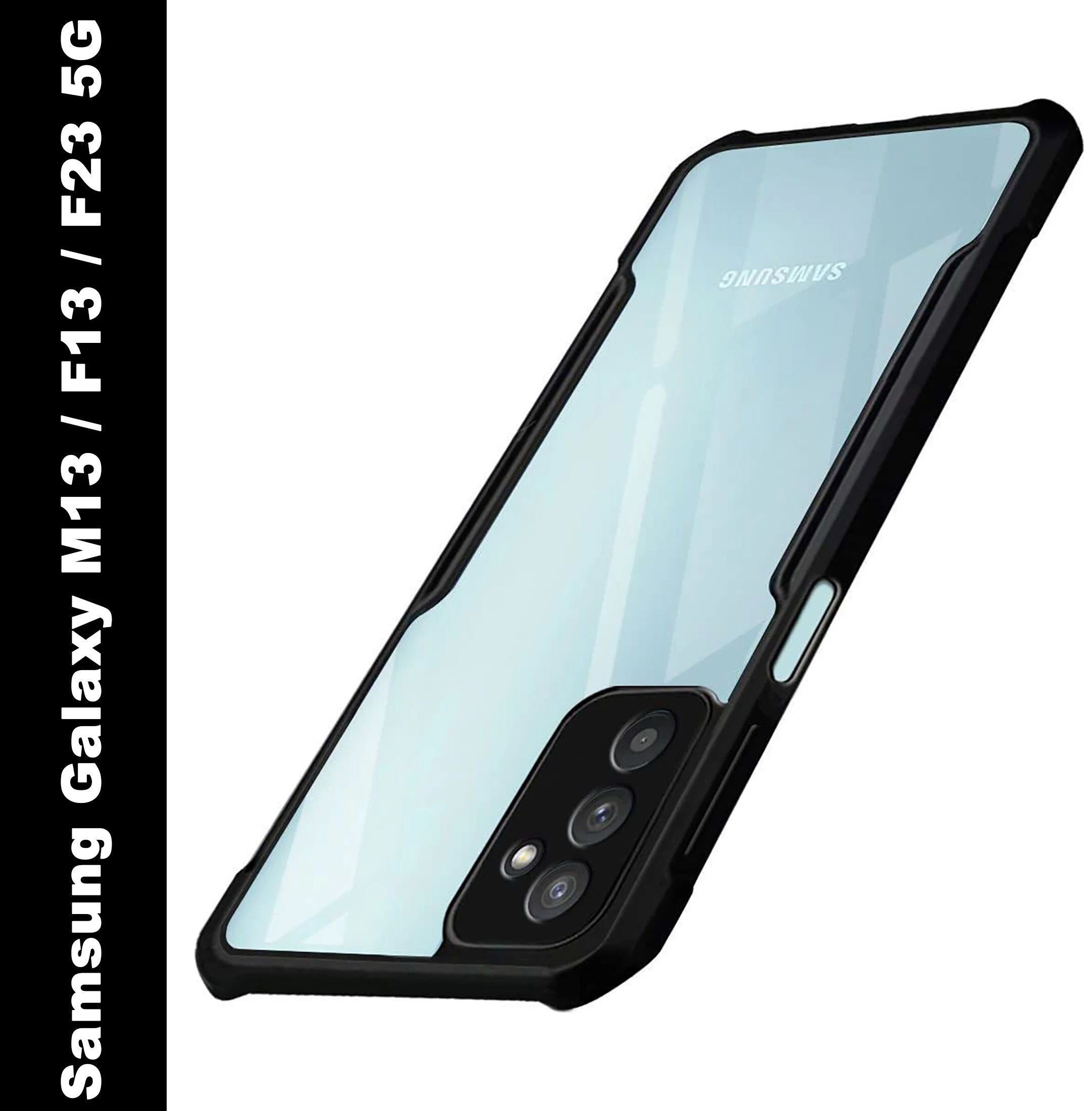 Micvir Back Cover for Samsung Galaxy F23 5G (Transparent, Black, Shock Proof, Polycarbonate, Pack of: 1)