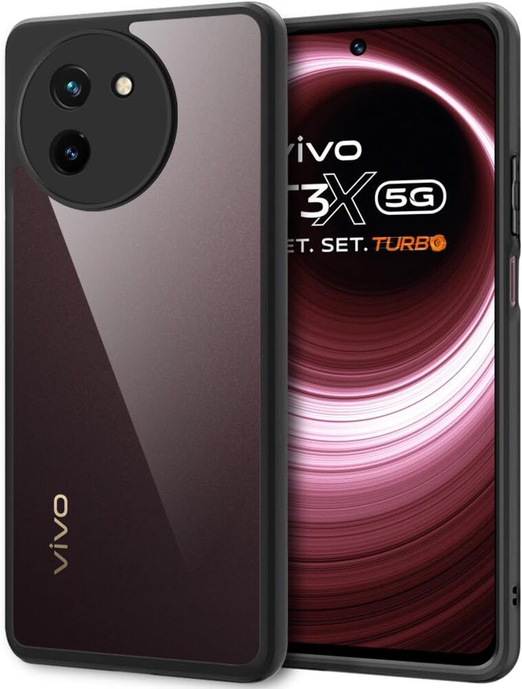 Micvir Back Cover for Vivo T3X 5G (Transparent, Black, Shock Proof, Pack of: 1)