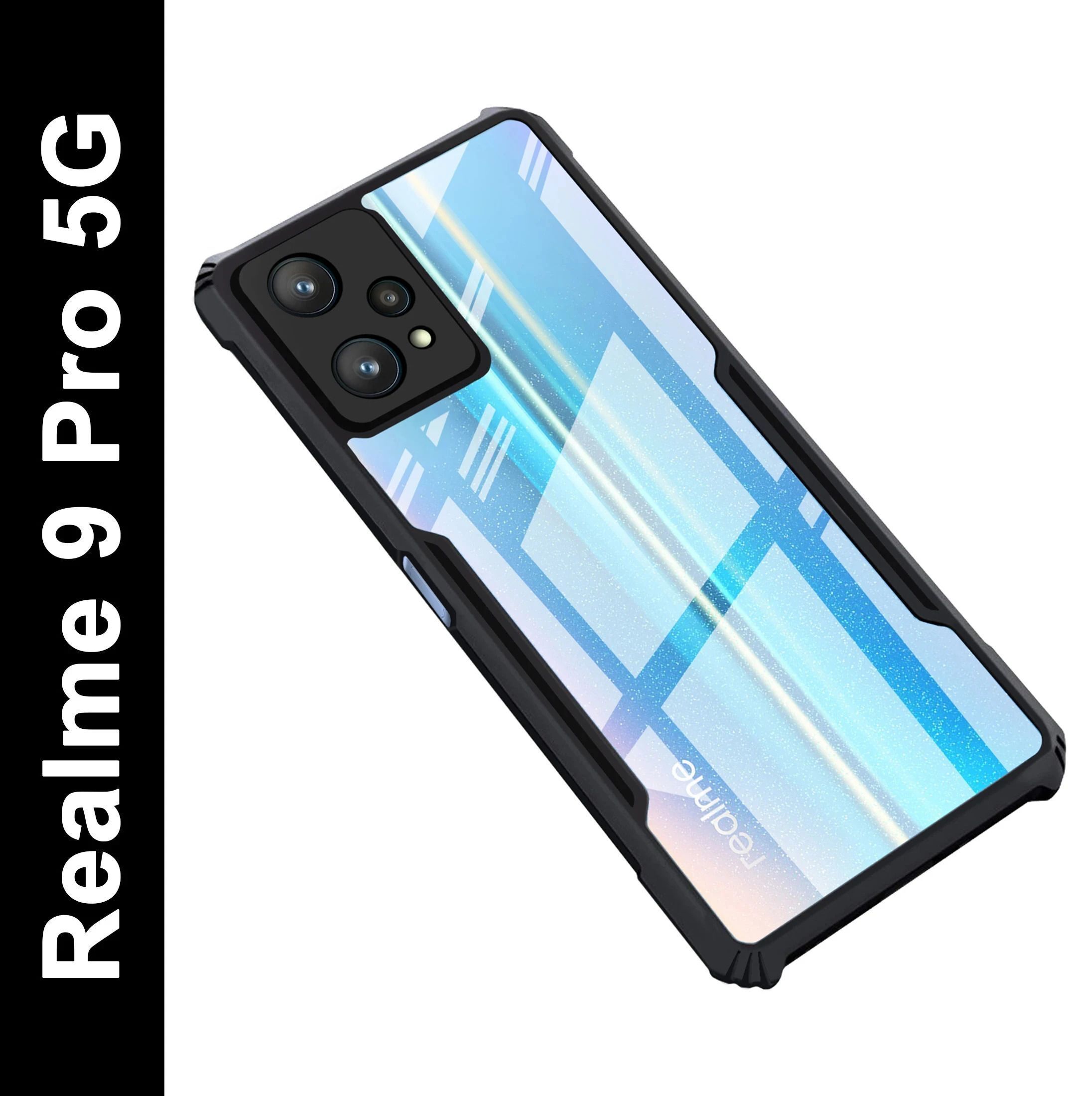 Micvir Back Cover for Realme 9 Pro 5G (Transparent, Black, Shock Proof, Polycarbonate, Pack of: 1)