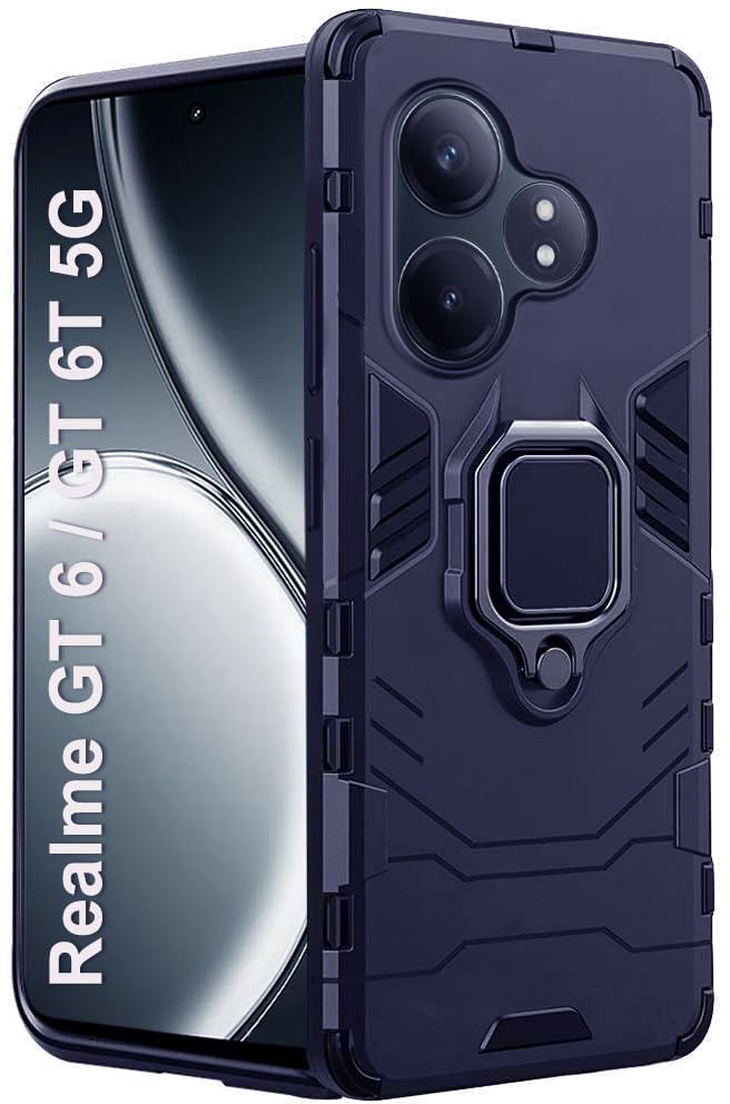 Micvir Back Cover for Realme GT 6T 5G (Blue, Shock Proof, Plastic, Silicon, Pack of: 1)