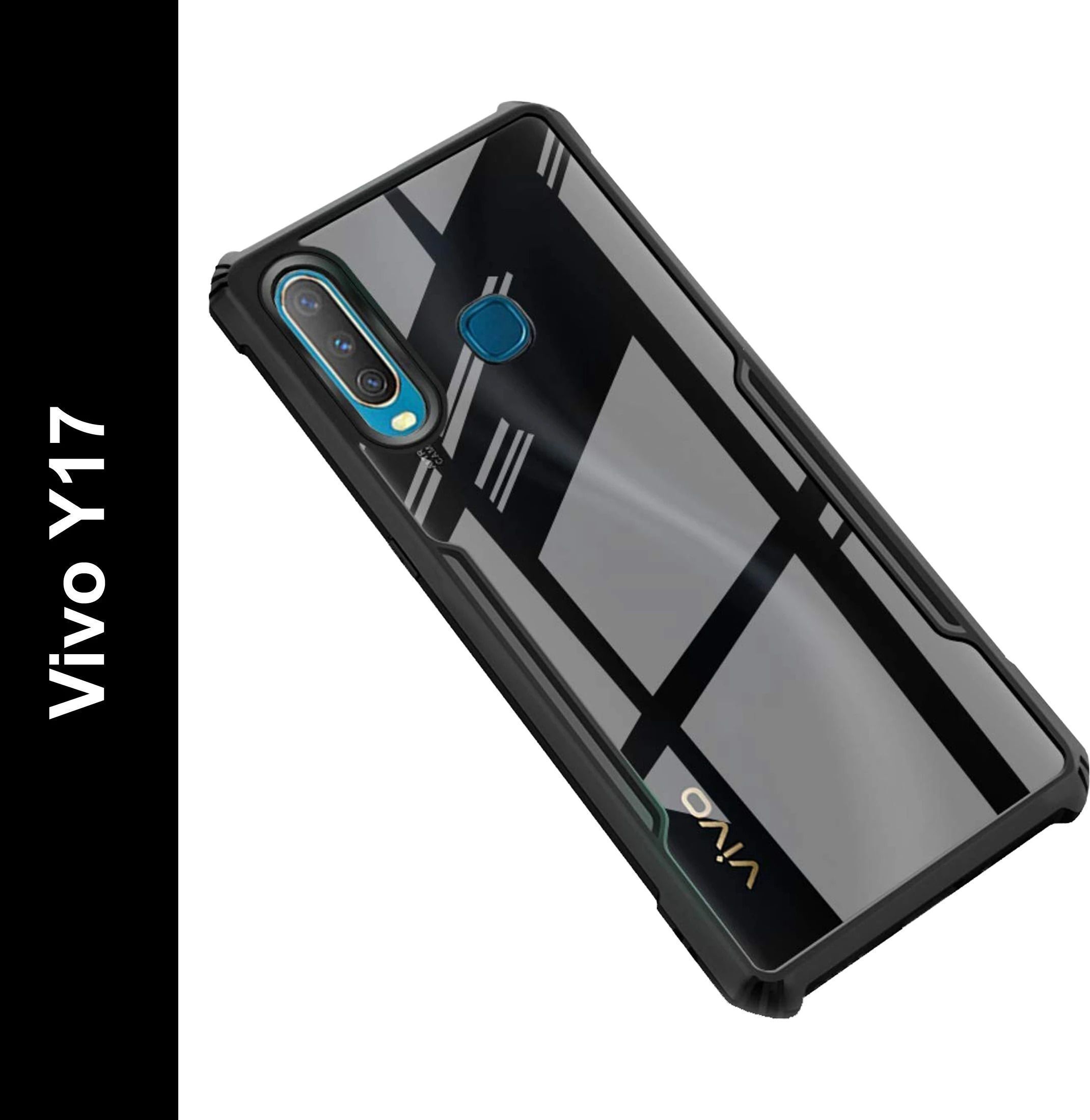 Micvir Back Cover for Vivo Y15 (Transparent, Black, Shock Proof, Polycarbonate, Pack of: 1)
