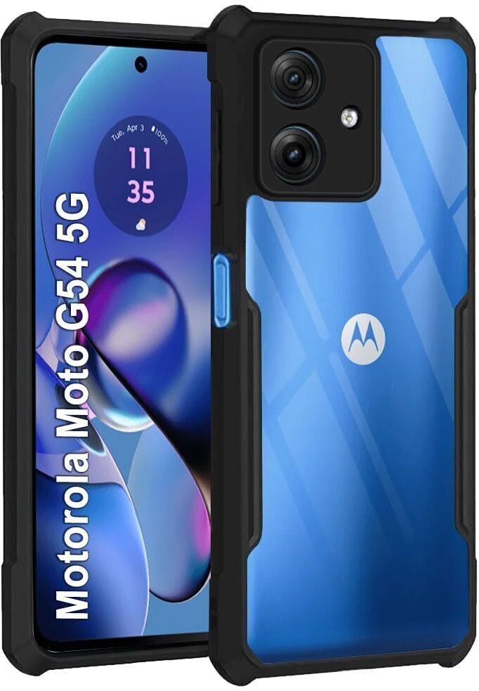Micvir Back Cover for Motorola Moto G54 5G (Transparent, Black, Shock Proof, Polycarbonate, Pack of: 1)