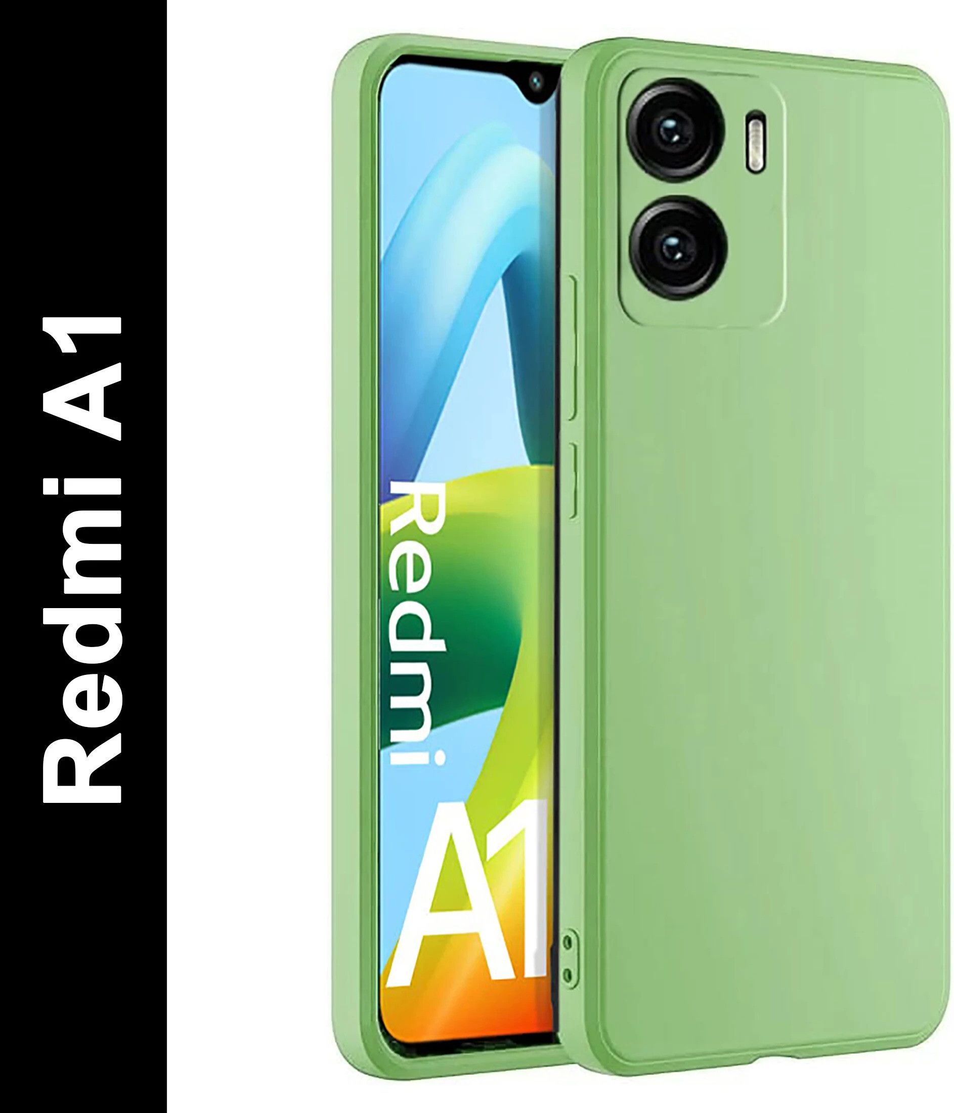 Micvir Back Cover for Redmi A1 (Green, Dual Protection, Silicon, Pack of: 1)