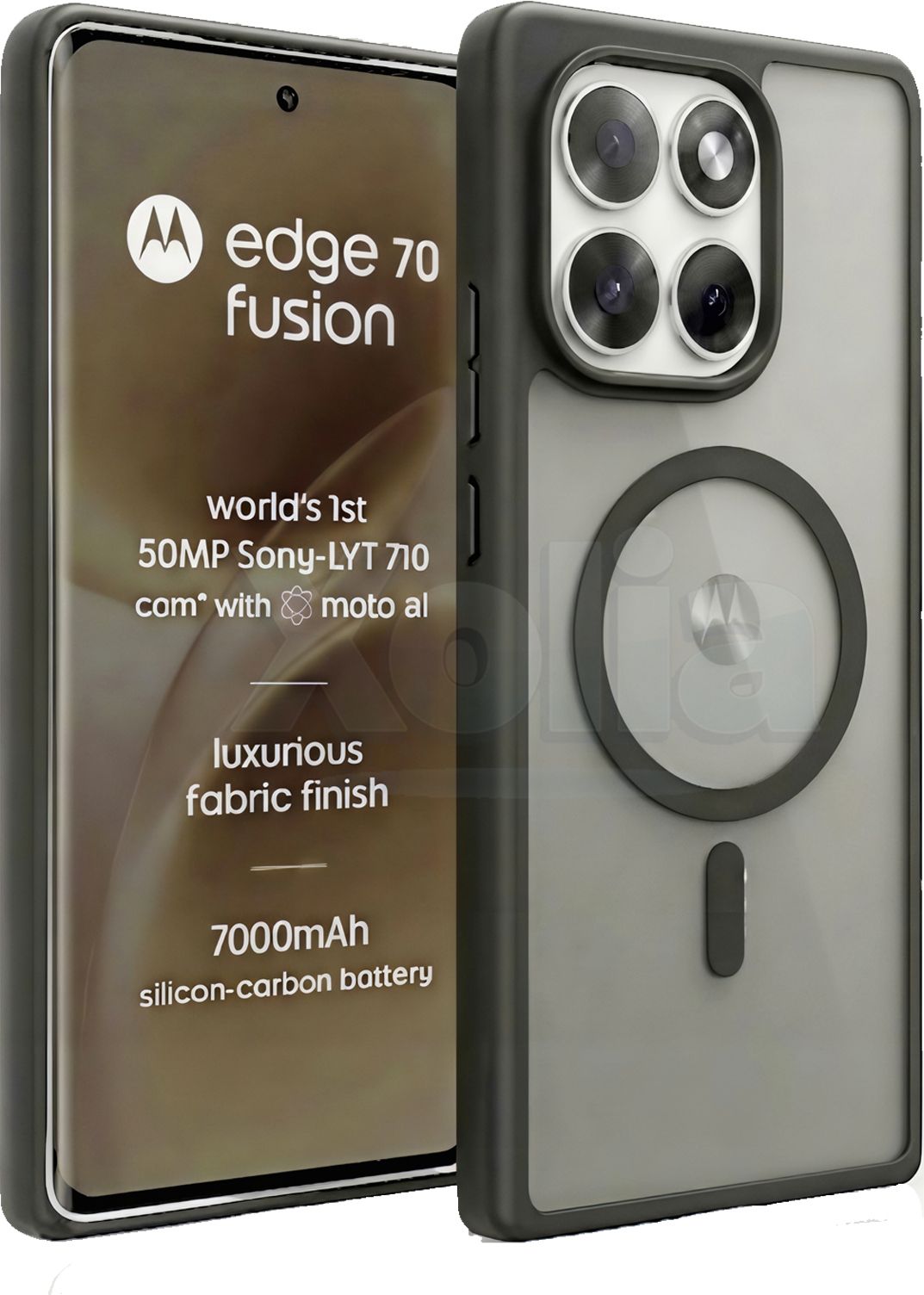 Xolia Back Cover for MOTOROLA Edge 70 Fusion 5G (Black, Shock Proof, Polycarbonate, Silicon, Pack of: 1)