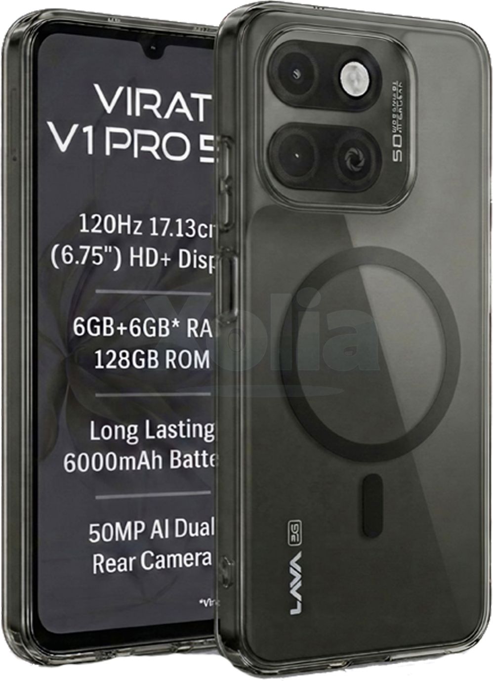 Xolia Back Cover for LAVA Virat V1 Pro 5G (Black, Shock Proof, Polycarbonate, Pack of: 1)