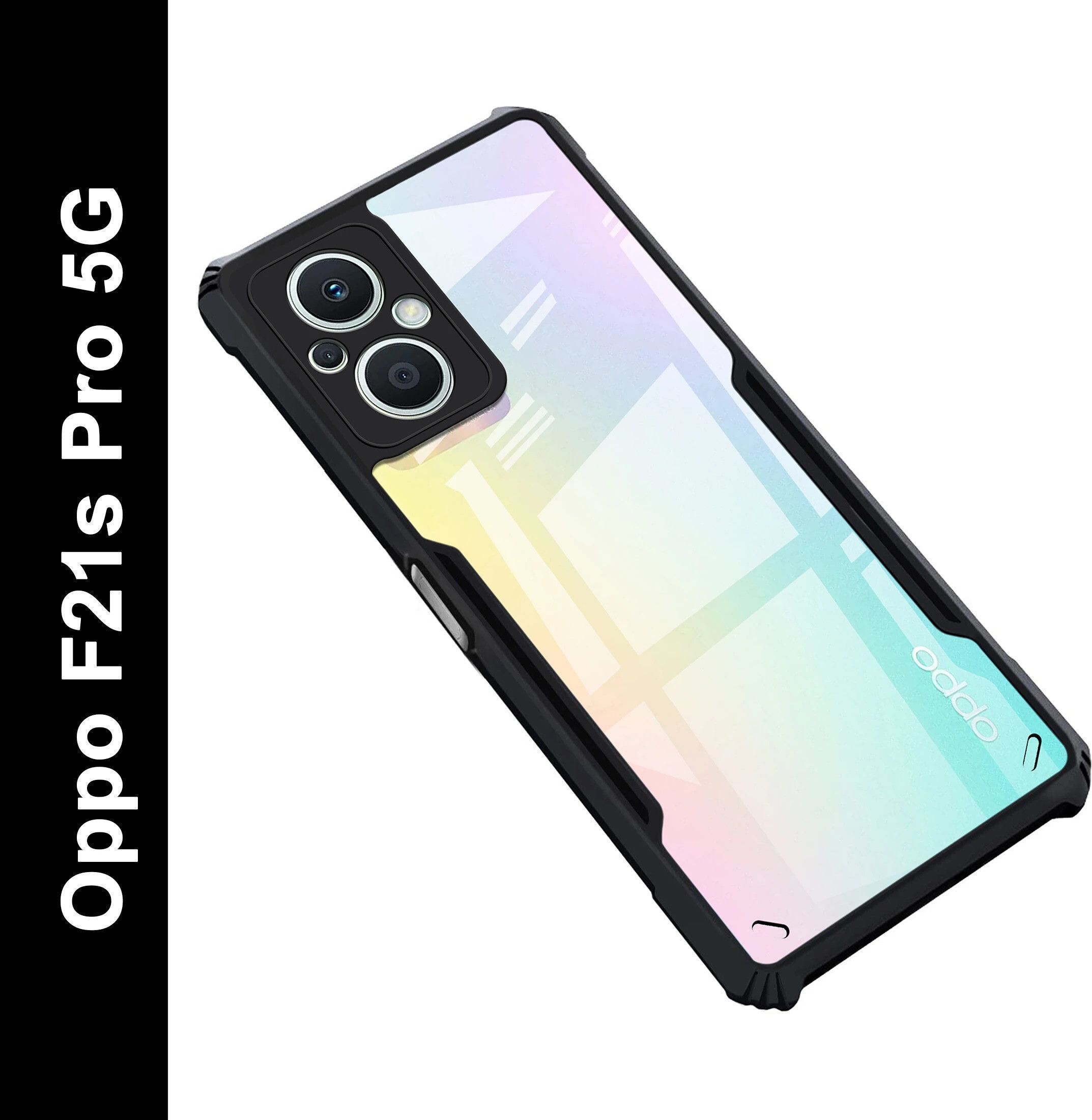 Micvir Back Cover for Oppo F21 Pro 5G (Transparent, Black, Shock Proof, Polycarbonate, Pack of: 1)