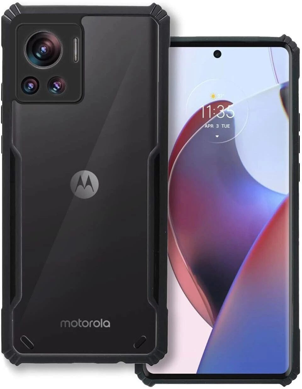 Micvir Back Cover for MOTOROLA Edge 30 Ultra 5G (Transparent, Black, Shock Proof, Polycarbonate, Pack of: 1)