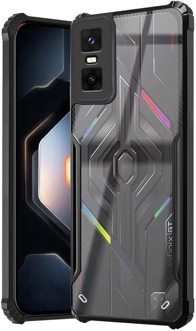 Micvir Back Cover for Infinix GT 30 5G+ (Transparent, Black, Shock Proof, Polycarbonate, Pack of: 1)