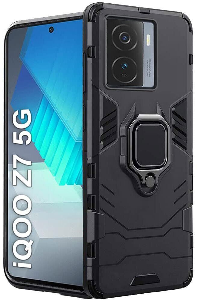 Micvir Back Cover for iQOO Z7 5G (Transparent, Black, Shock Proof, Plastic, Silicon, Pack of: 1)
