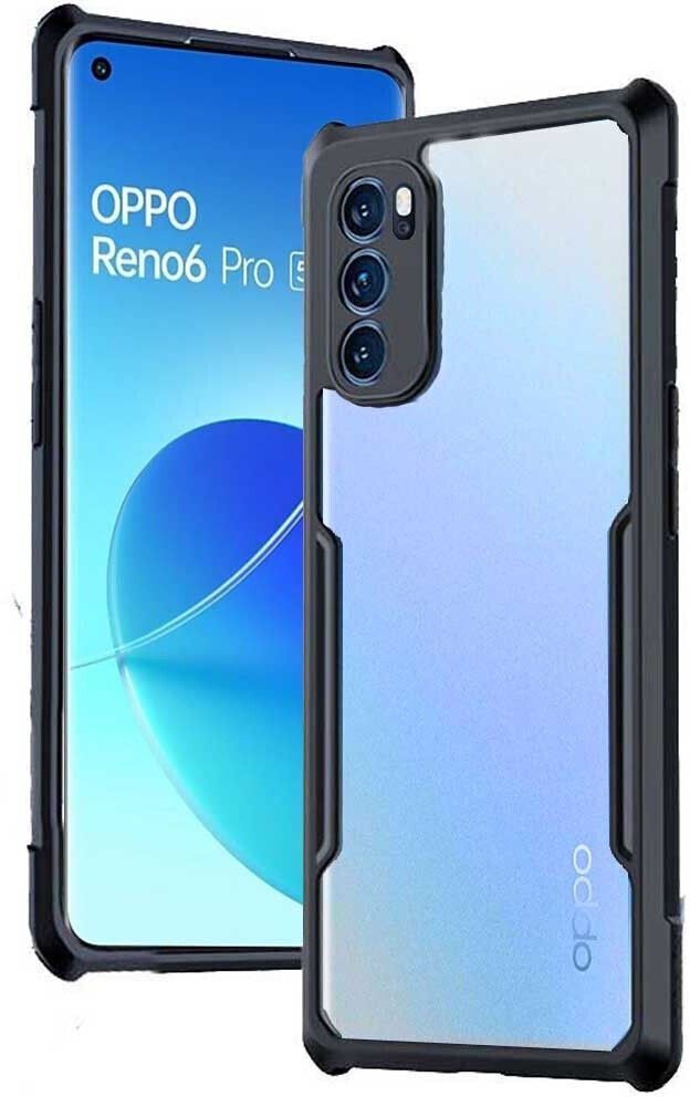 Micvir Back Cover for OPPO Reno6 Pro 5G (Transparent, Black, Shock Proof, Polycarbonate, Pack of: 1)