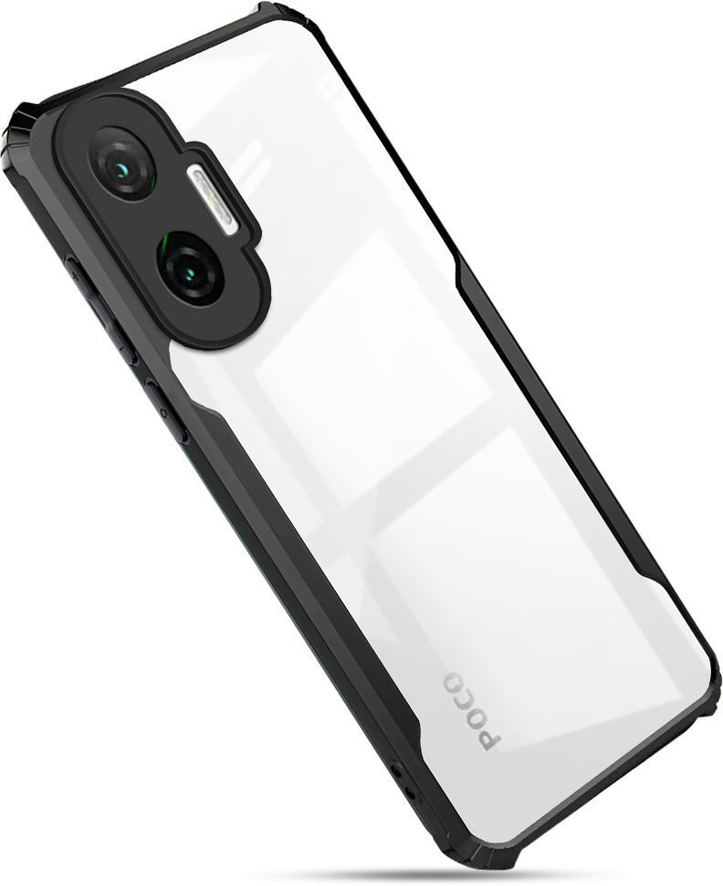 Micvir Back Cover for Poco F7 5G (Transparent, Black, Shock Proof, Polycarbonate, Pack of: 1)