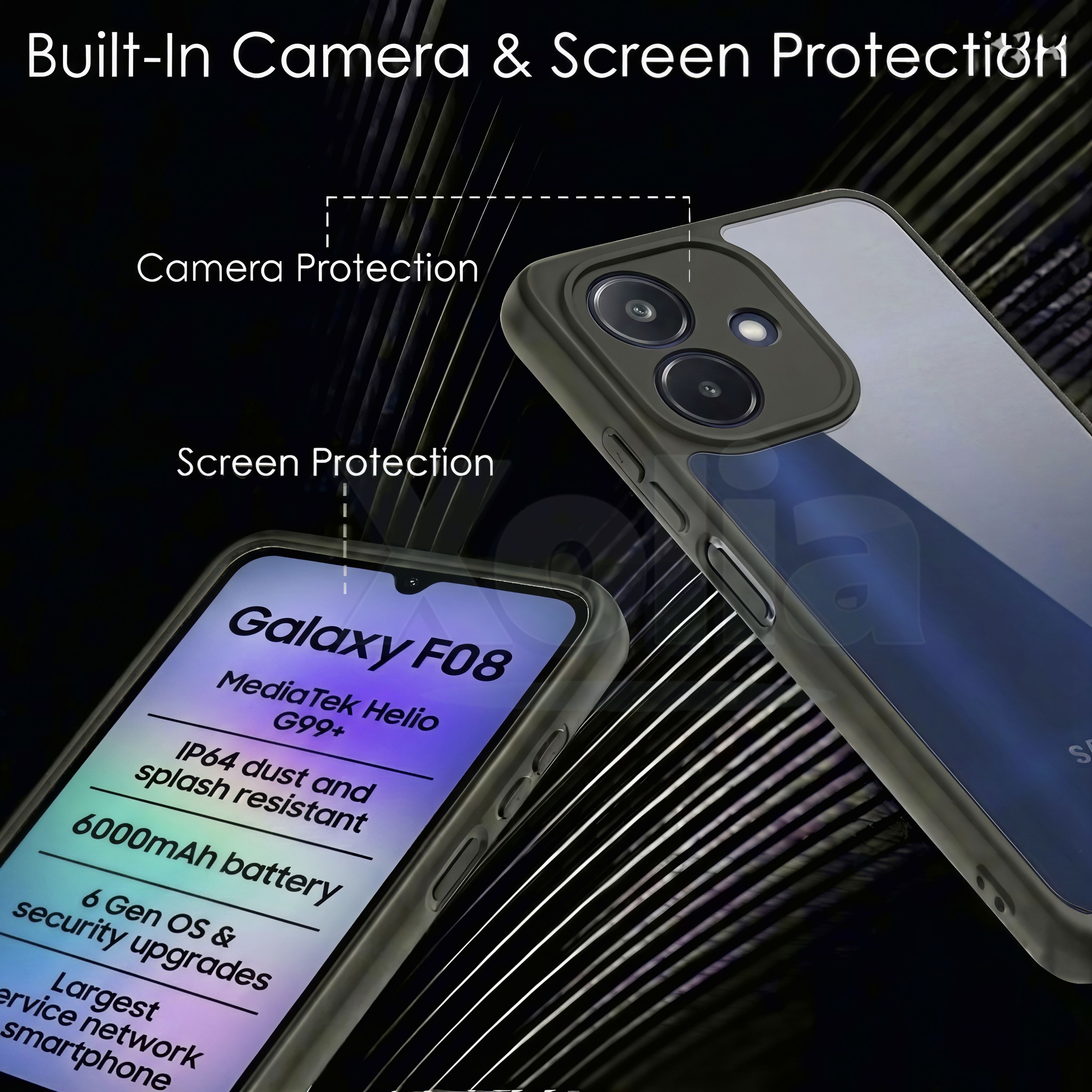 Xolia Back Cover for SAMSUNG Galaxy F08 5G (Transparent, Black, Shock Proof, Plastic, Silicon, Pack of: 1) — image 3 of 4