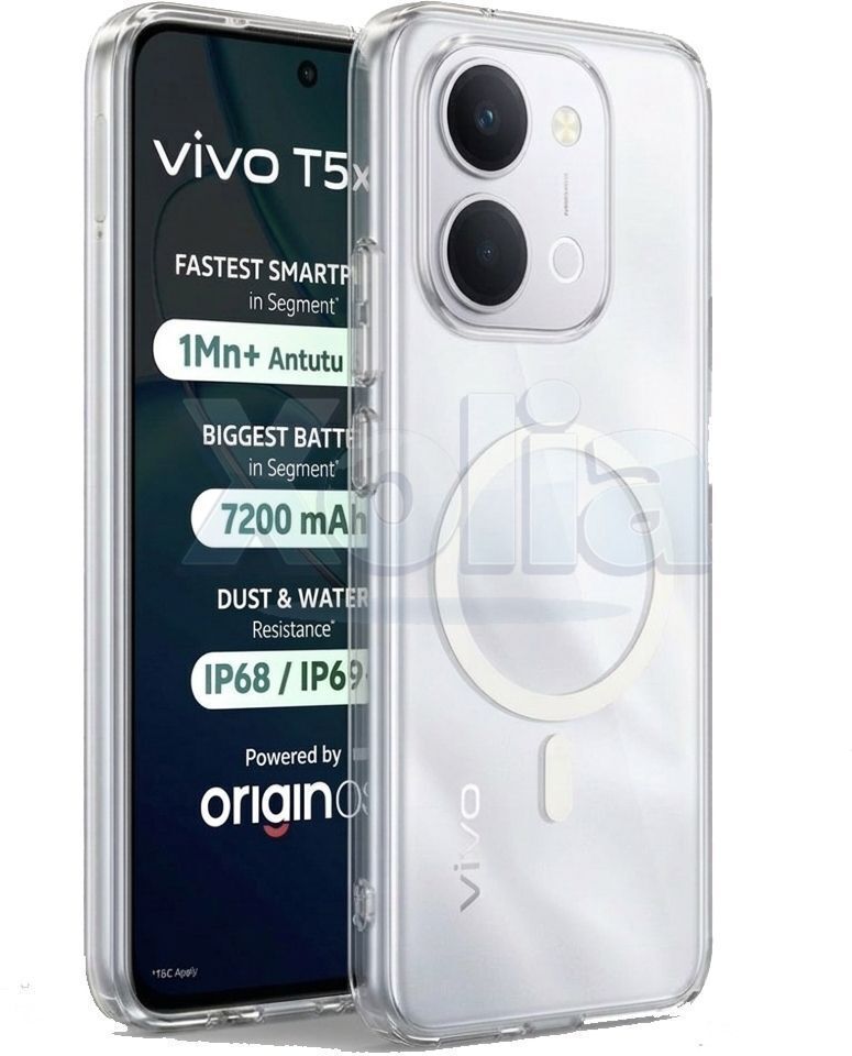 Xolia Anti Yellow Back Cover for Vivo T5x 5G (Transparent, Anti-Yellow, Polycarbonate, Pack of: 1)