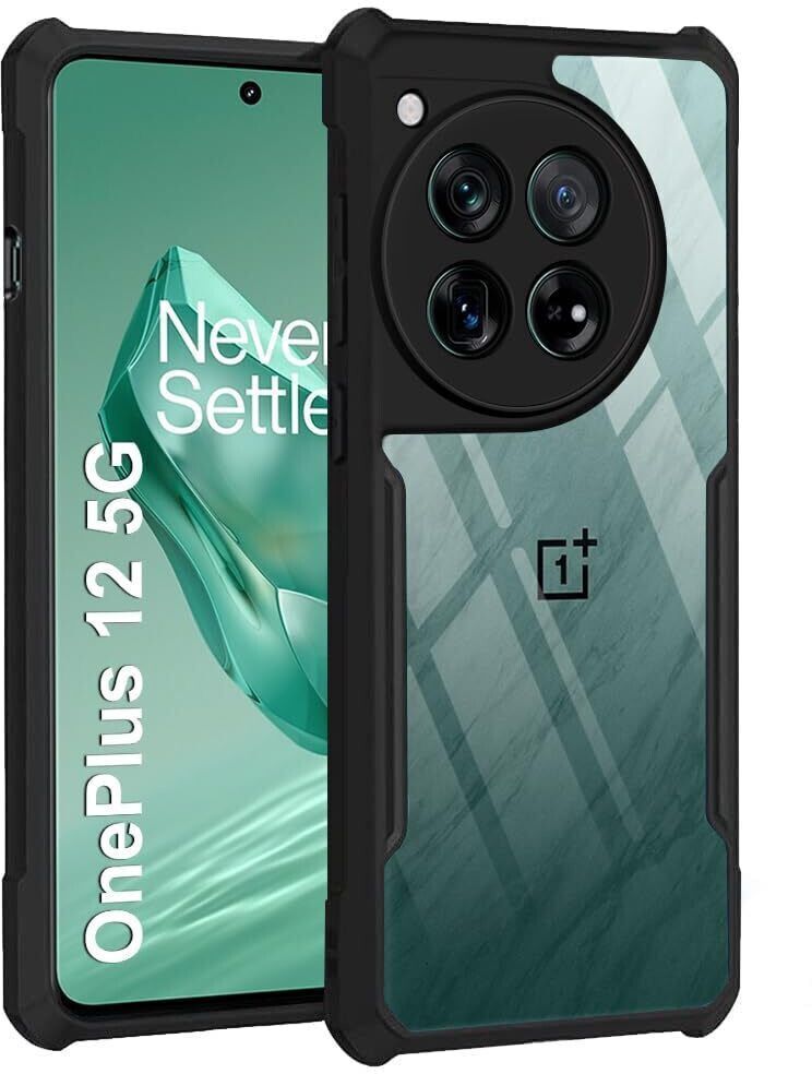 Micvir Back Cover for OnePlus 12 5G (Transparent, Black, Shock Proof, Polycarbonate, Pack of: 1)