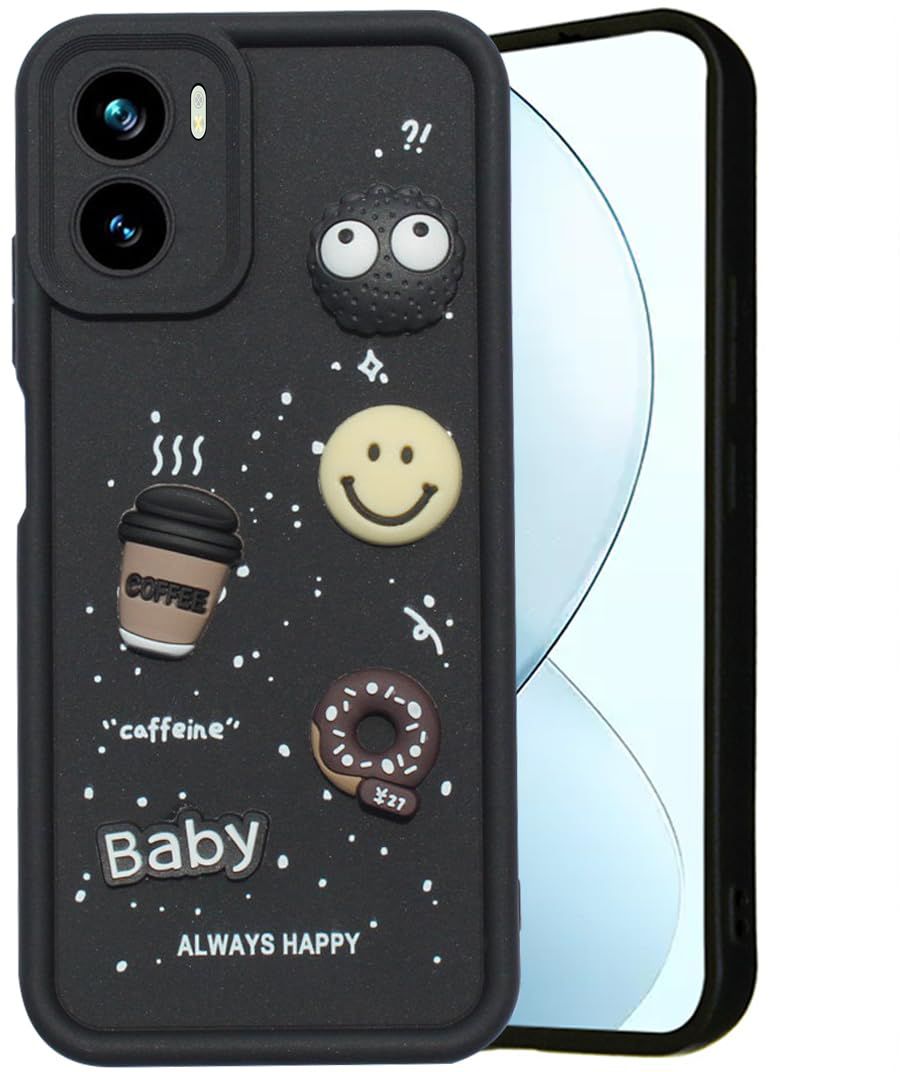 Micvir Back Cover for Redmi 13C 4G (Black, Silicon, Pack of: 1)