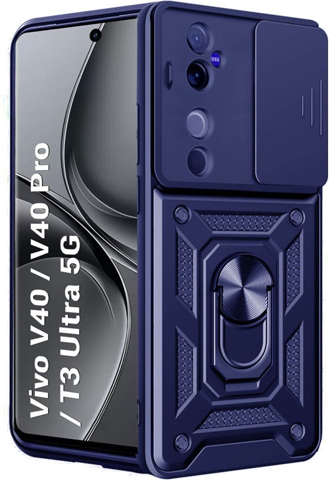 Micvir Back Cover for vivo V40 5G (Blue, Shock Proof, Polycarbonate, Silicon, Pack of: 1)