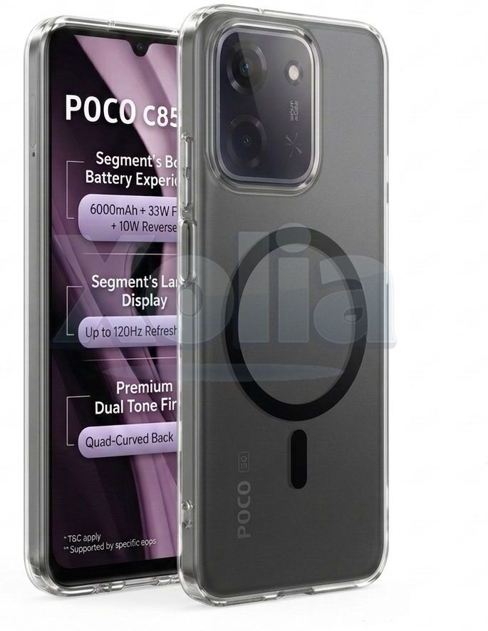 Xolia Anti Yellow Back Cover for Poco C85 5G (Black, Anti-Yellow, Polycarbonate, Pack of: 1)