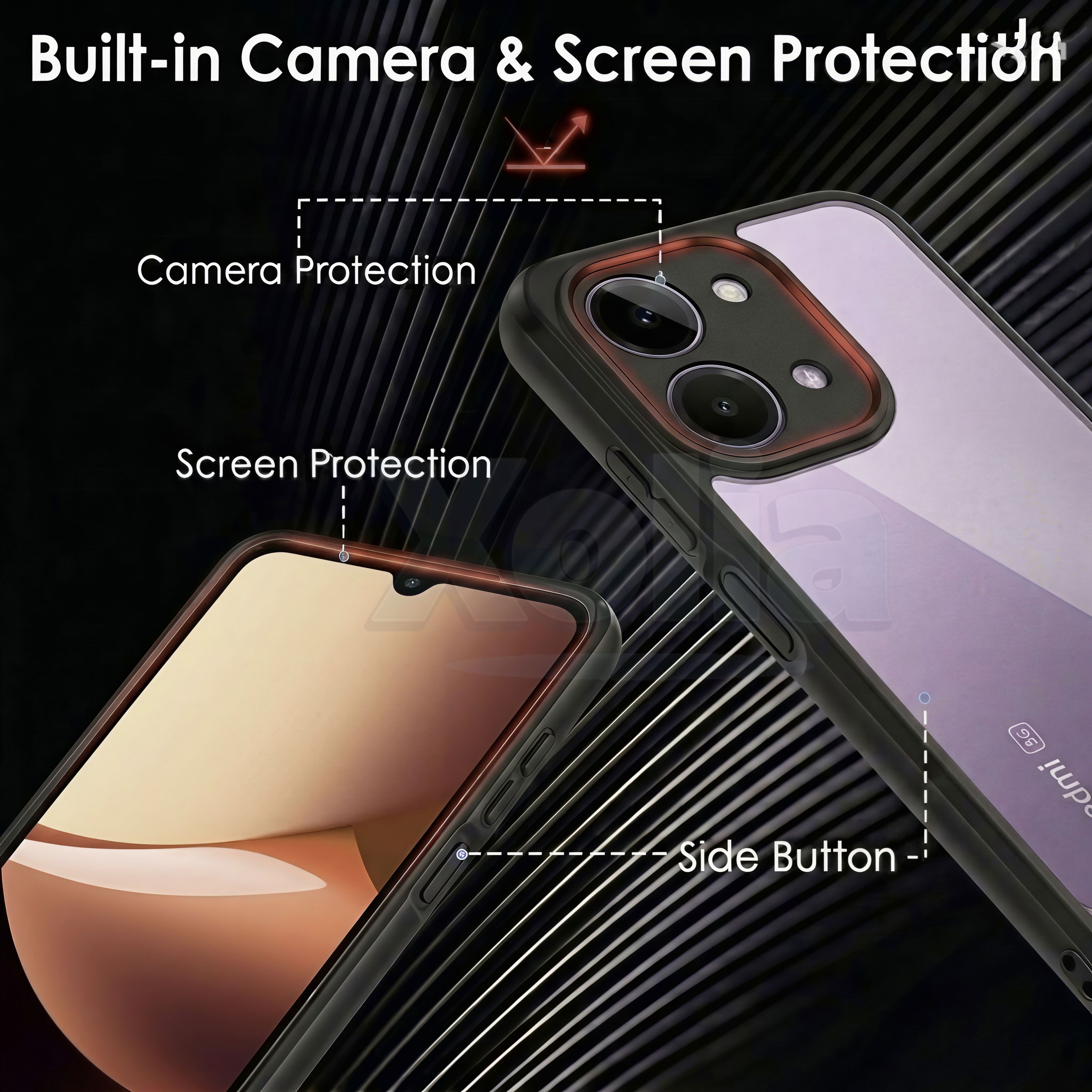 Xolia Back Cover for Redmi 17c 5G (Transparent, Black, Shock Proof, Plastic, Silicon, Pack of: 1) — image 3 of 4