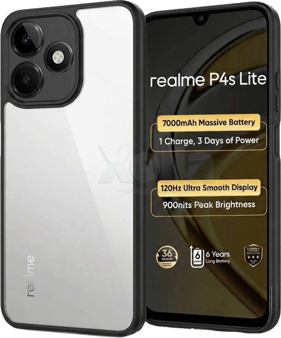 Xolia Back Cover for Realme P4s Lite 5G (Transparent, Black, Shock Proof, Plastic, Silicon, Pack of: 1)