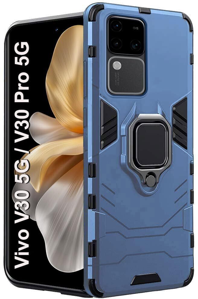 Micvir Back Cover for Vivo V30 5G (Transparent, Blue, Shock Proof, Plastic, Silicon, Pack of: 1)