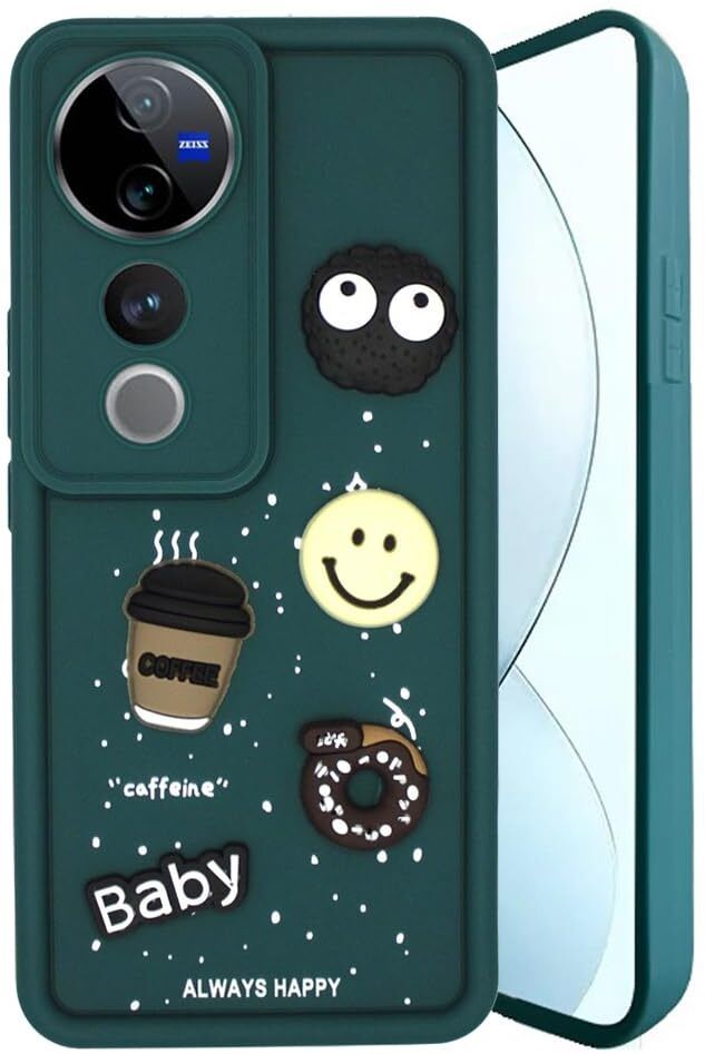 Micvir Back Cover for vivo V40 Pro 5G (Green, Silicon, Pack of: 1)