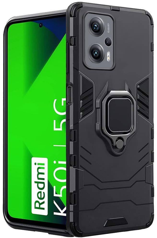 Micvir Back Cover for Redmi K50i 5G (Transparent, Black, Shock Proof, Plastic, Silicon, Pack of: 1)