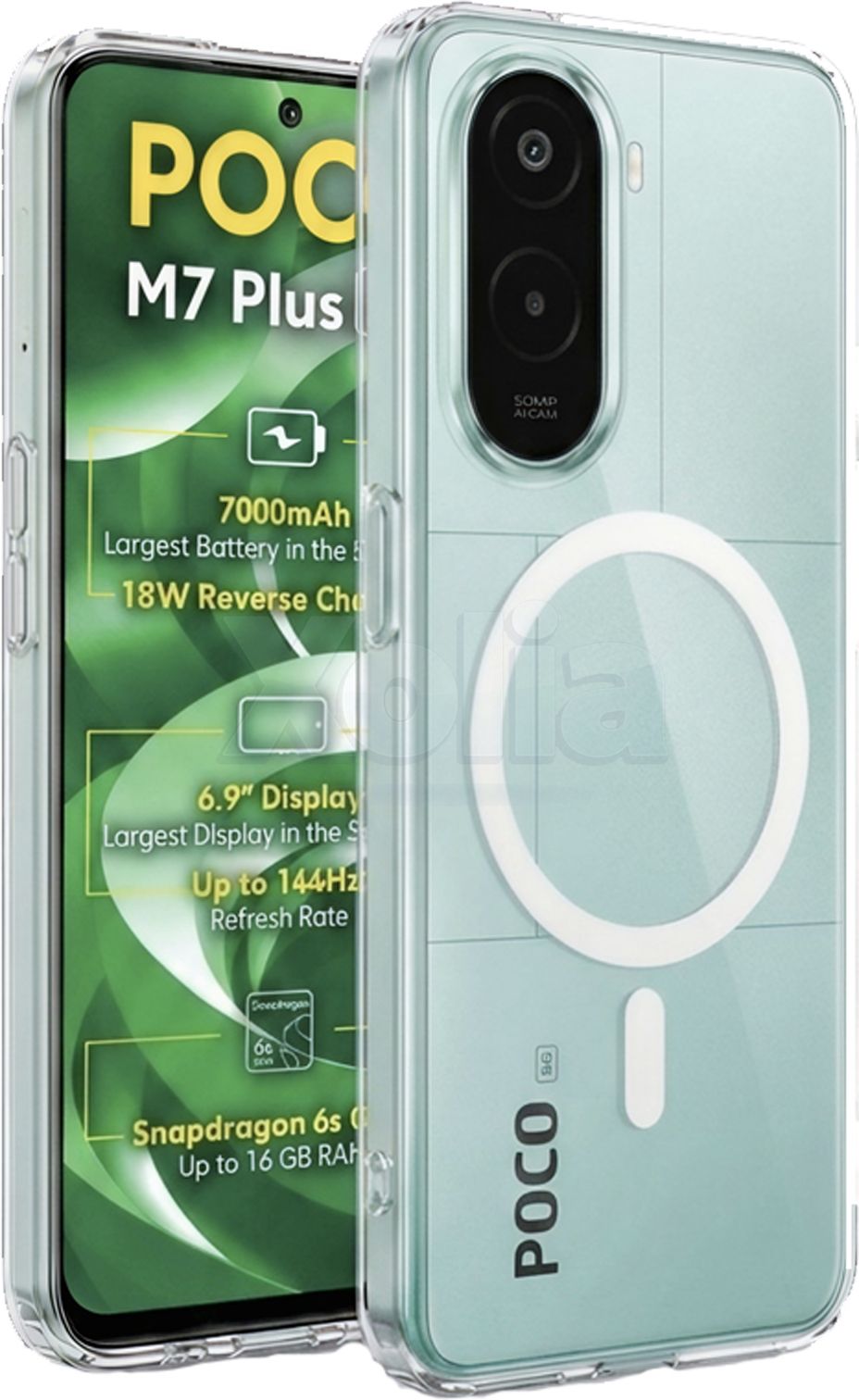 Xolia Anti Yellow Back Cover for Poco M7 Plus 5G (Transparent, Anti-Yellow, Polycarbonate, Pack of: 1)