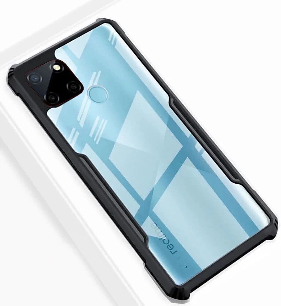 Micvir Back Cover for Realme C25 (Transparent, Black, Shock Proof, Polycarbonate, Pack of: 1)