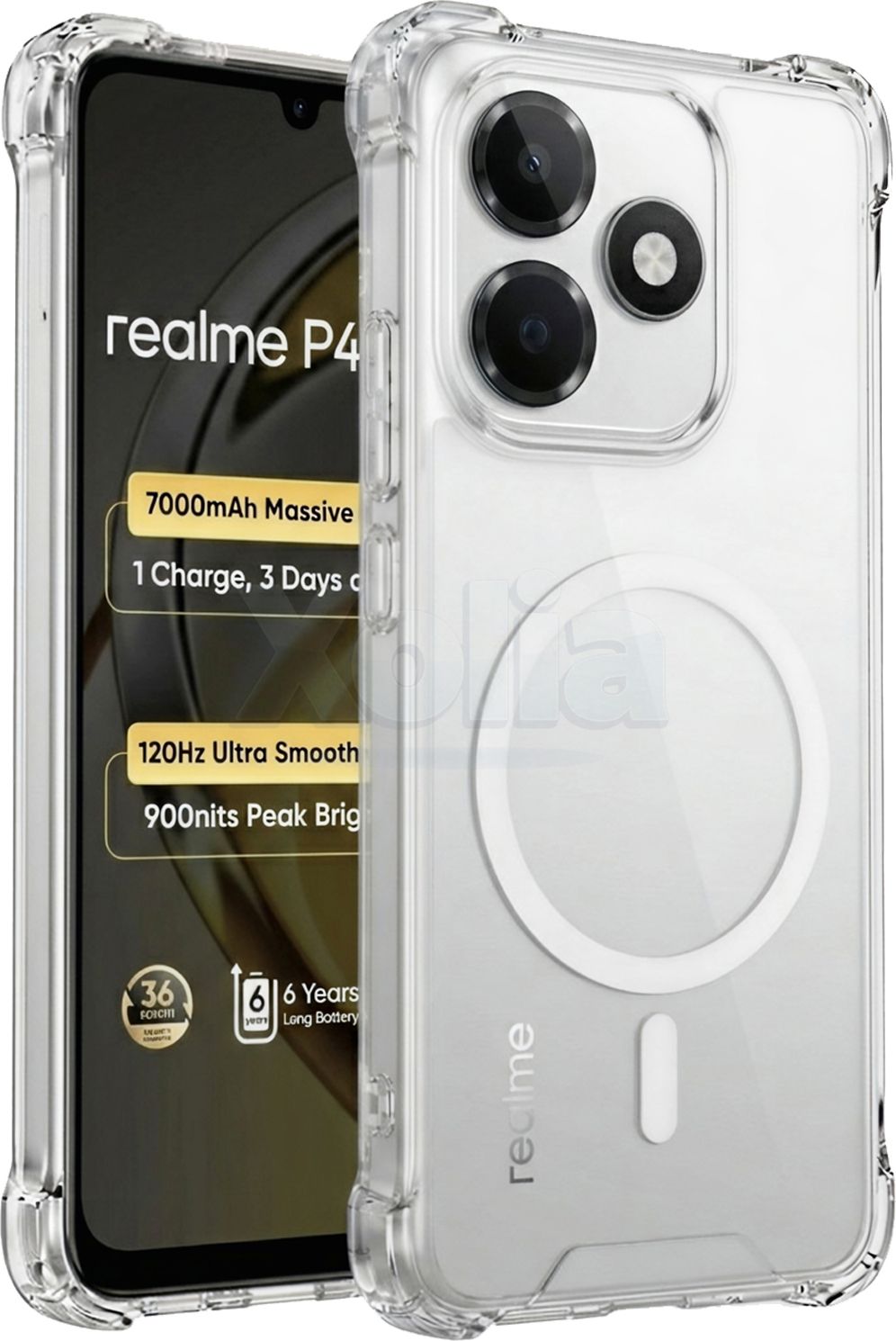 Xolia Back Cover for Realme P4s Lite 5G (Transparent, Shock Proof, Polycarbonate, Silicon, Pack of: 1)