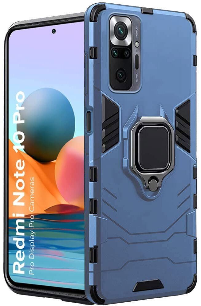 Micvir Back Cover for Mi Redmi Note 10 Pro (Transparent, Blue, Shock Proof, Plastic, Silicon, Pack of: 1)