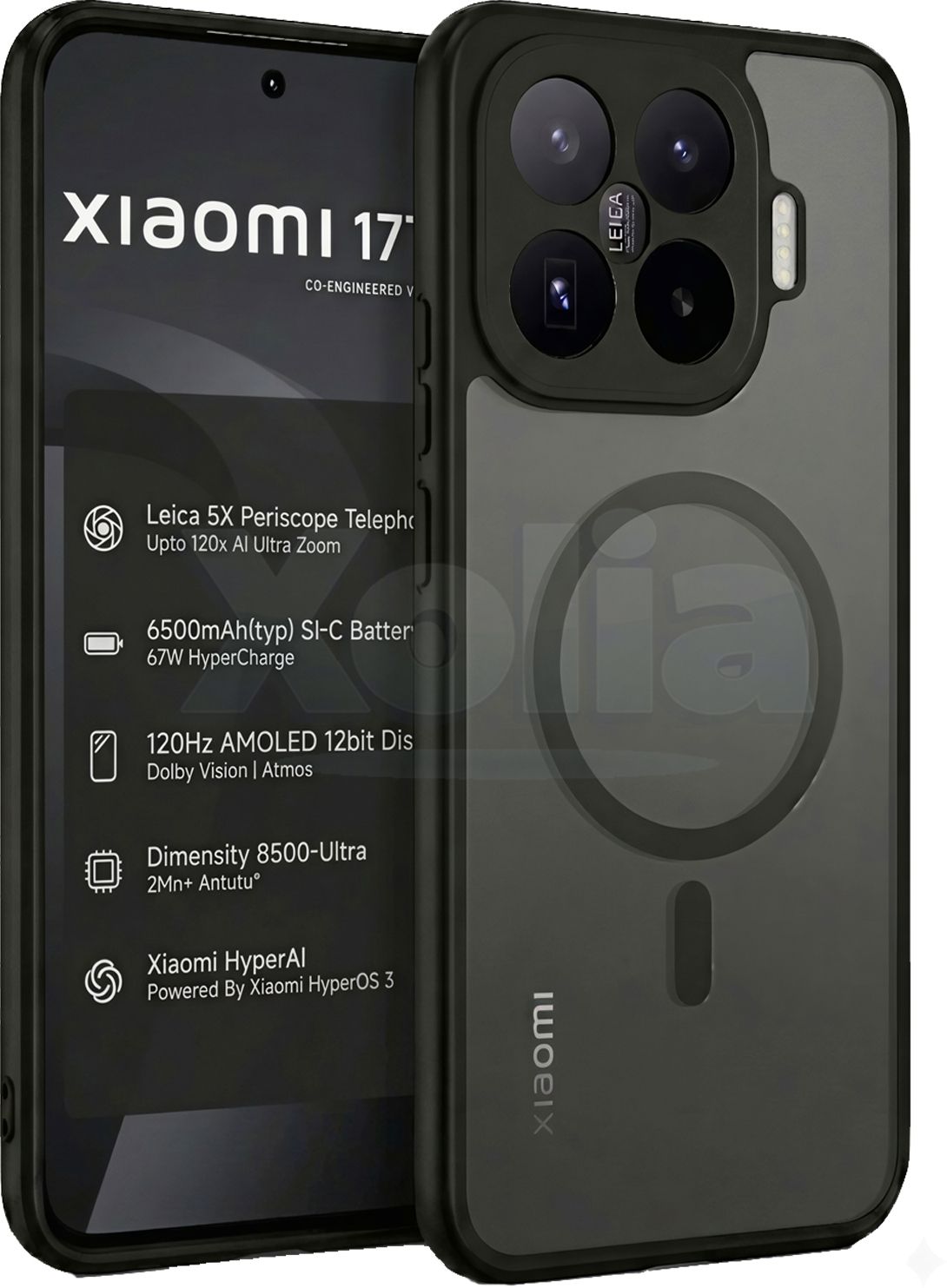 Xolia Back Cover for Xiaomi 17T 5G (Black, Shock Proof, Polycarbonate, Silicon, Pack of: 1) — image 1 of 4