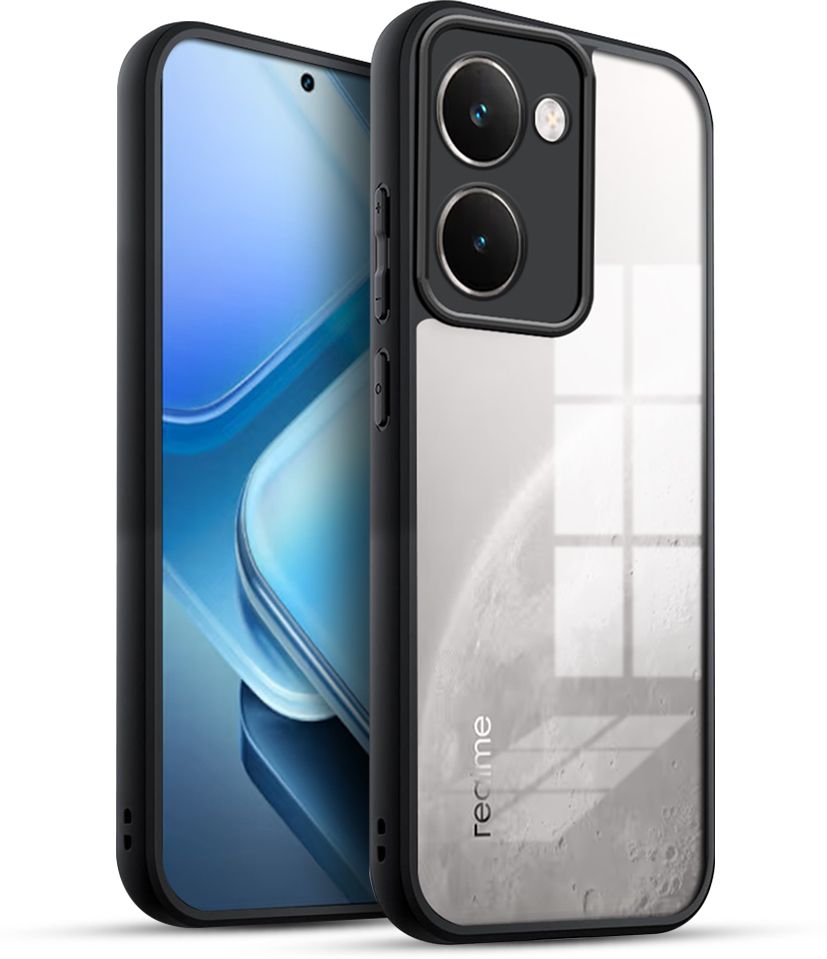 Micvir Back Cover for Realme P3 Ultra 5G (Transparent, Black, Shock Proof, Plastic, Silicon, Pack of: 1)