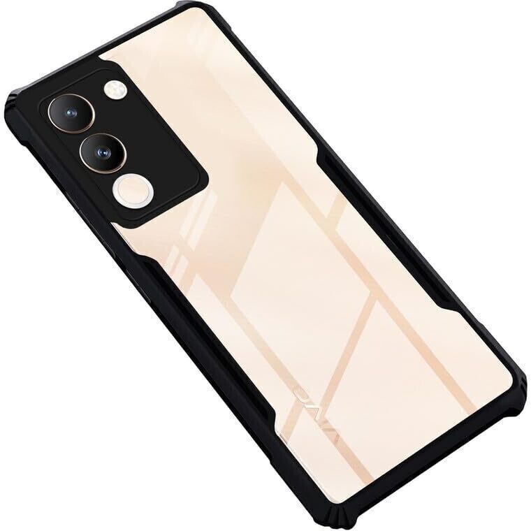 Micvir Back Cover for Vivo Y200 5G (Transparent, Black, Shock Proof, Polycarbonate, Pack of: 1)