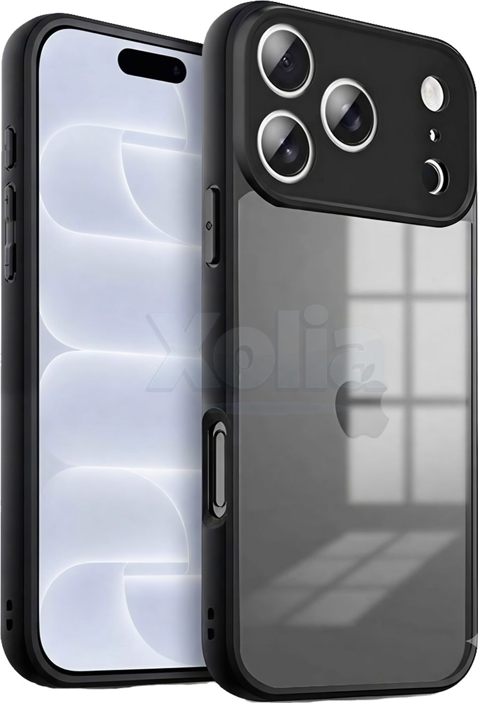 Xolia Back Cover for Apple iPhone 18 Pro (Transparent, Black, Shock Proof, Polycarbonate, Silicon, Pack of: 1)