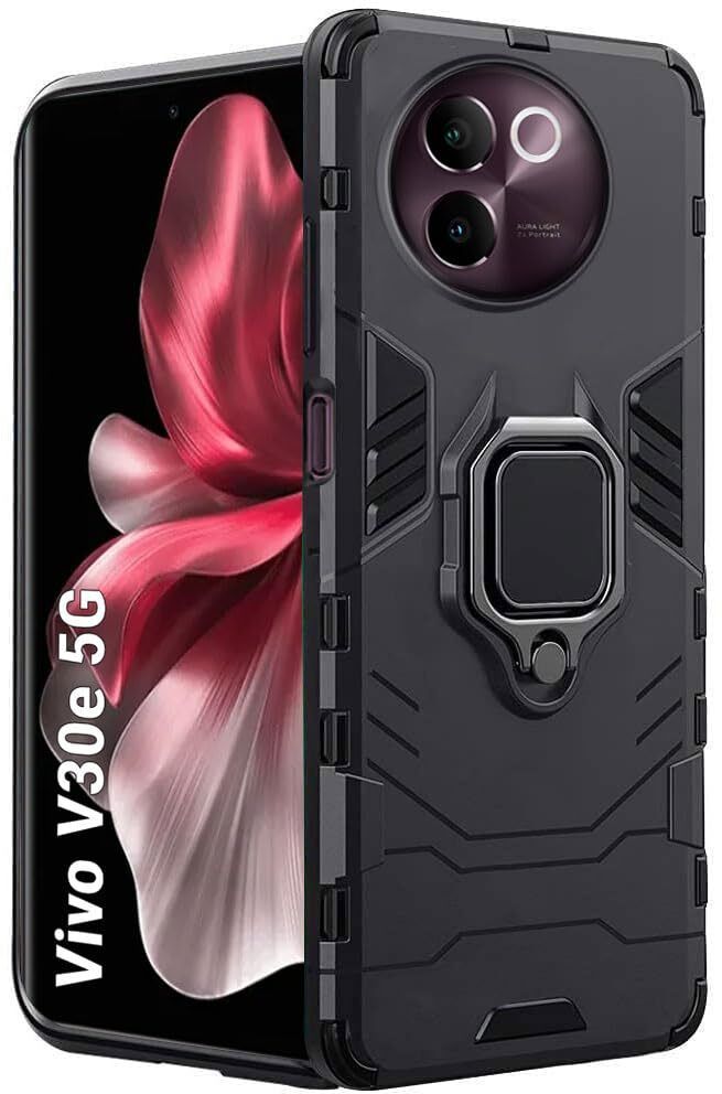 Micvir Back Cover for Vivo V30e 5G (Black, Shock Proof, Pack of: 1)