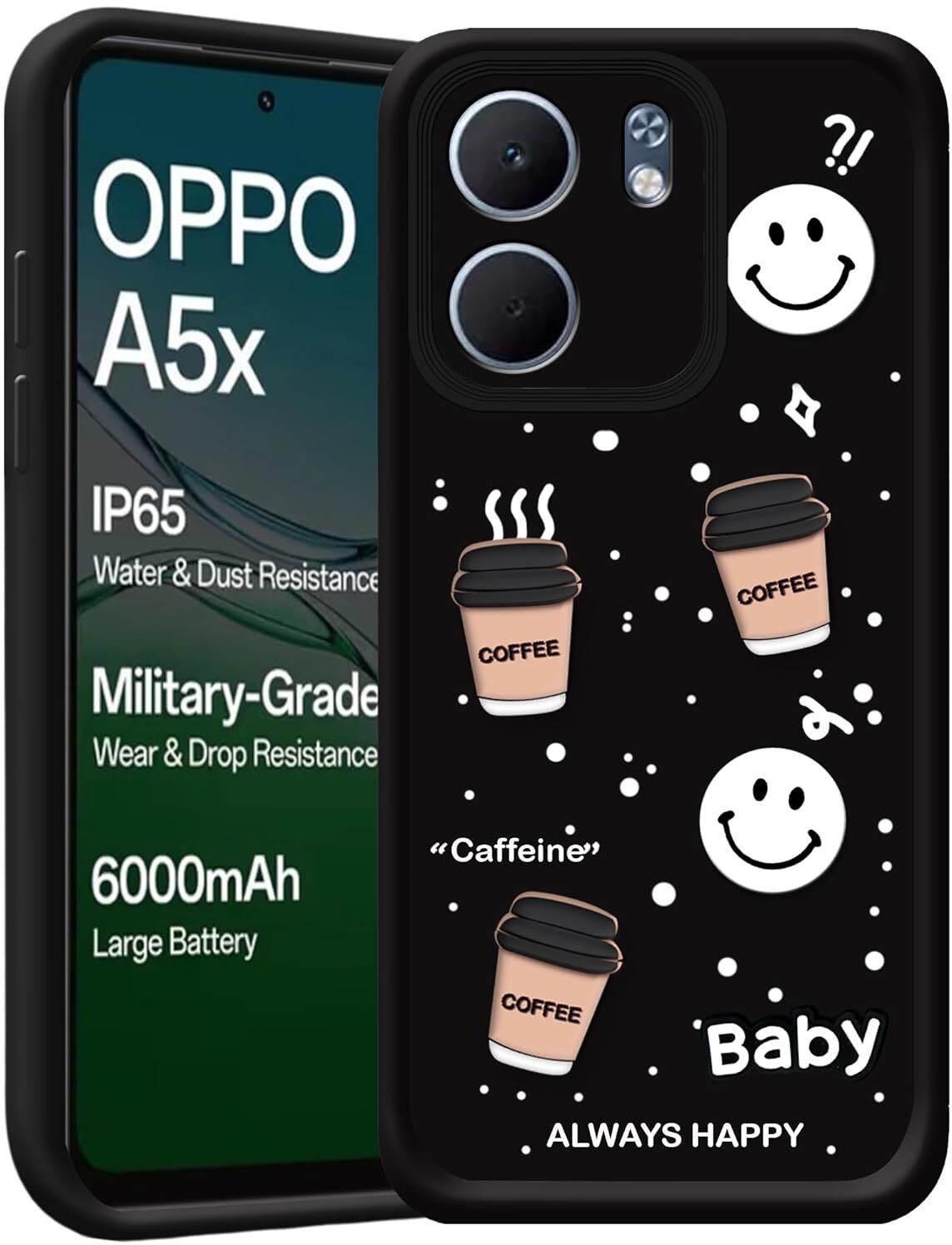 Micvir Back Cover for Oppo A5x 5G (Black, Silicon, Pack of: 1) — image 1 of 1