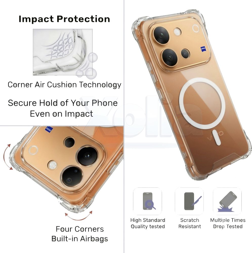 Xolia Back Cover for Vivo V80 5G (Transparent, Shock Proof, Polycarbonate, Silicon, Pack of: 1) — image 3 of 4