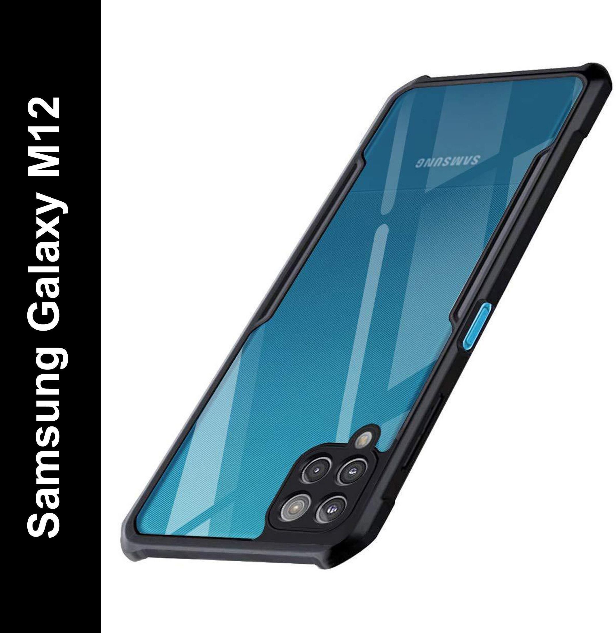 Micvir Back Cover for Samsung Galaxy A12 (Transparent, Black, Shock Proof, Polycarbonate, Pack of: 1)