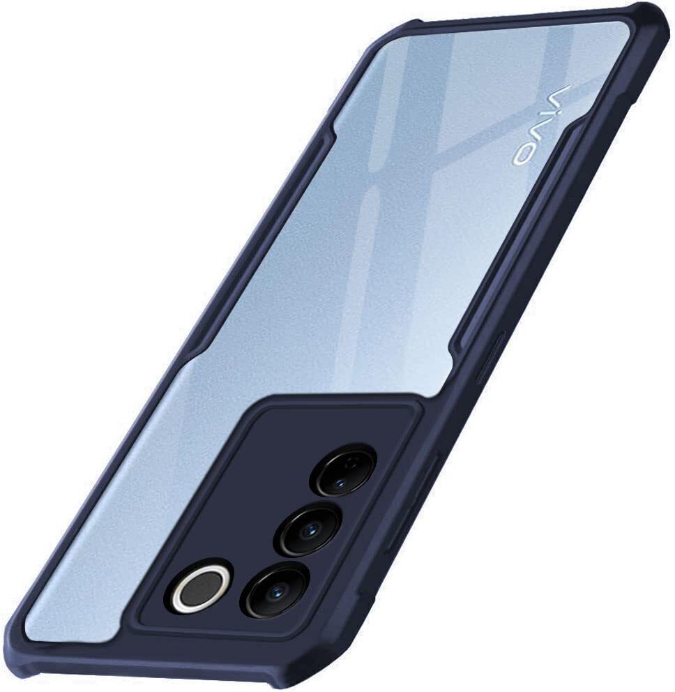 Micvir Back Cover for Vivo V27 Pro 5G (Transparent, Blue, Shock Proof, Polycarbonate, Pack of: 1)