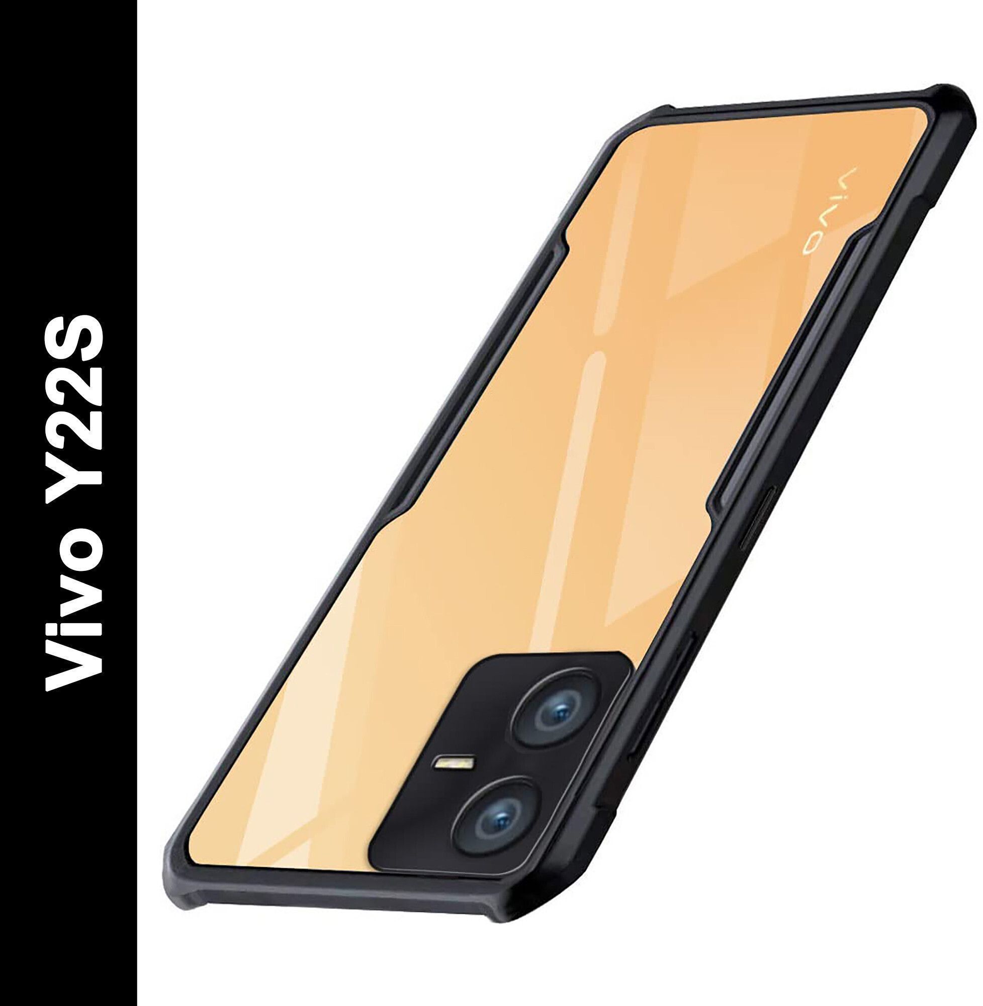 Micvir Back Cover for Vivo Y22s (Transparent, Black, Shock Proof, Polycarbonate, Pack of: 1)