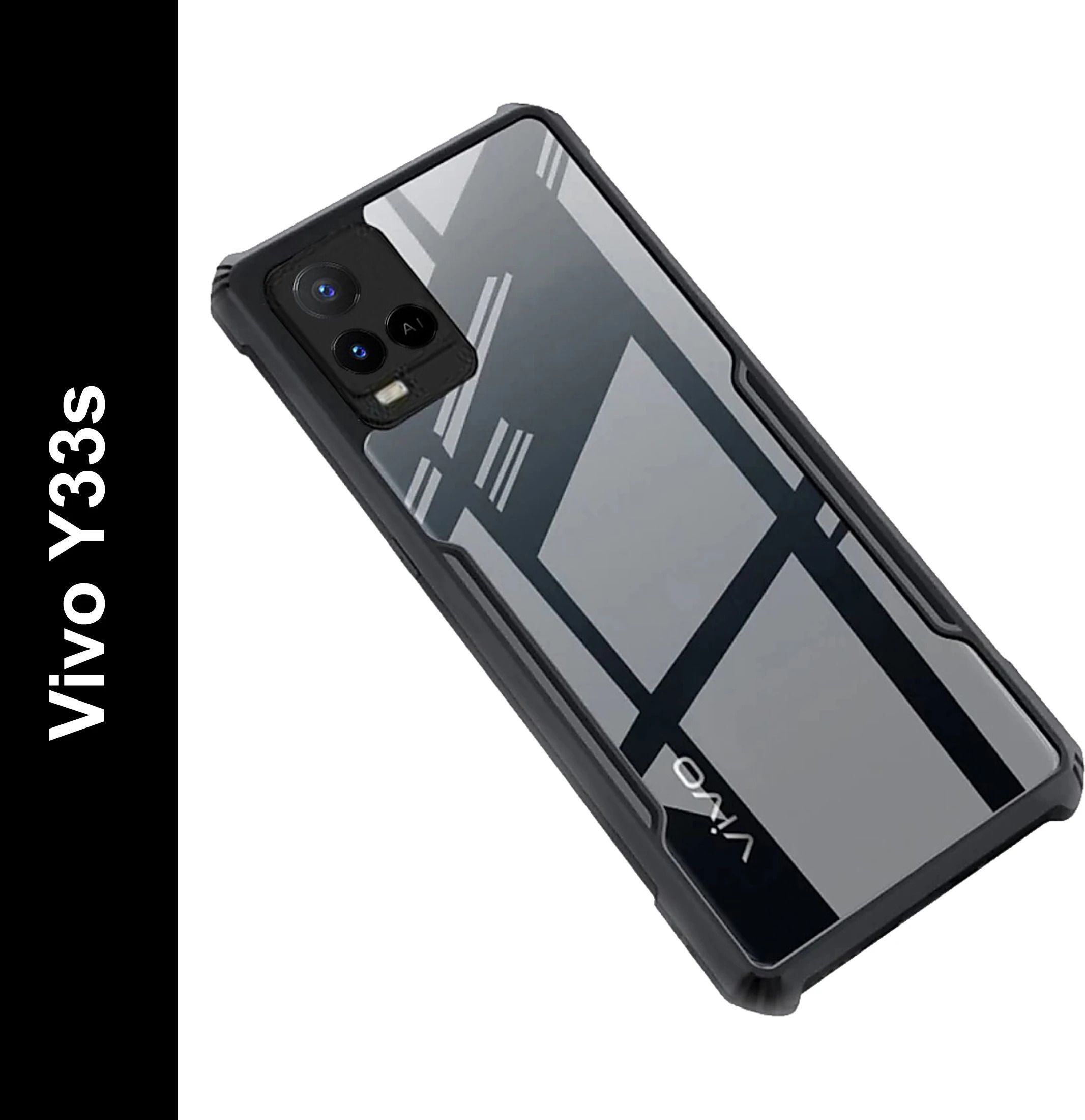 Micvir Back Cover for Vivo Y33s (Transparent, Black, Shock Proof, Polycarbonate, Pack of: 1)