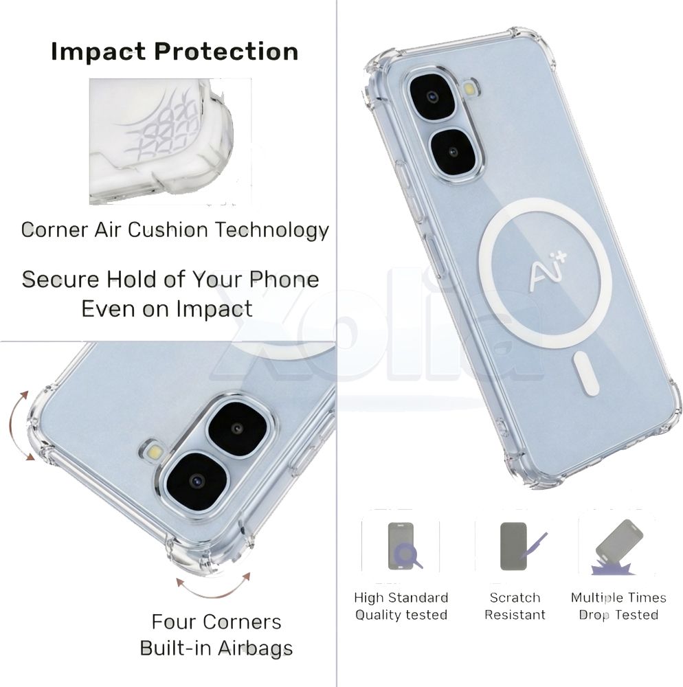 Xolia Back Cover for Ai+ Pulse 2 FE (Transparent, Shock Proof, Polycarbonate, Silicon, Pack of: 1) — image 3 of 4