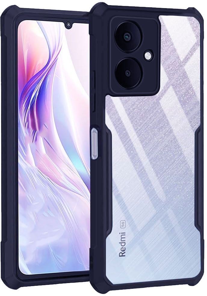 Micvir Back Cover for Redmi 13C 5G (Transparent, Blue, Shock Proof, Polycarbonate, Pack of: 1)