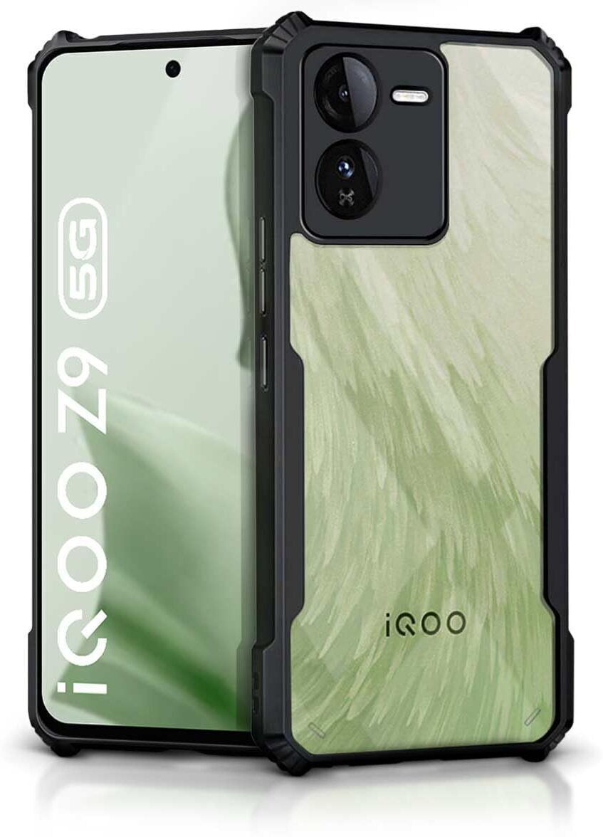 Micvir Back Cover for iQOO Z9 5G (Transparent, Black, Shock Proof, Polycarbonate, Pack of: 1)