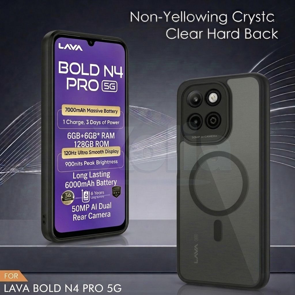 Xolia Back Cover for Lava Bold N4 Pro 5G (Black, Shock Proof, Polycarbonate, Silicon, Pack of: 1) — image 2 of 4