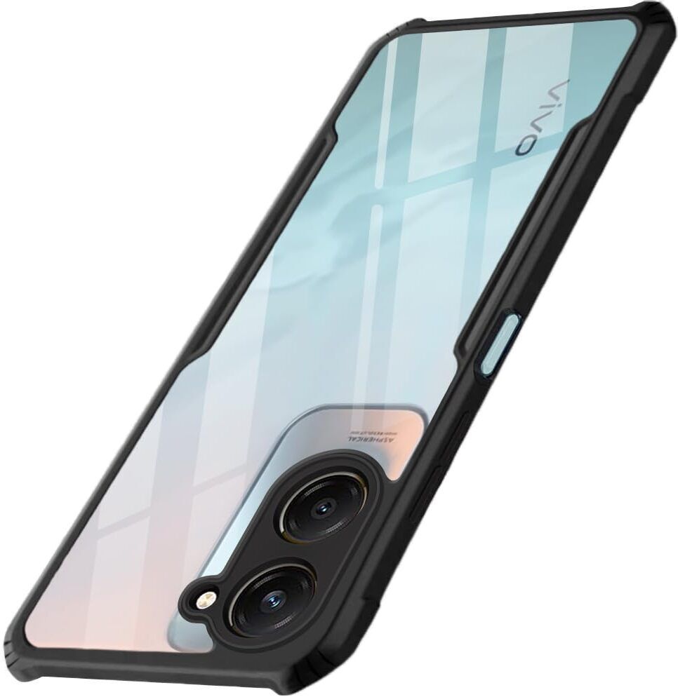 Micvir Back Cover for Vivo Y03 5G (Transparent, Black, Shock Proof, Polycarbonate, Pack of: 1)