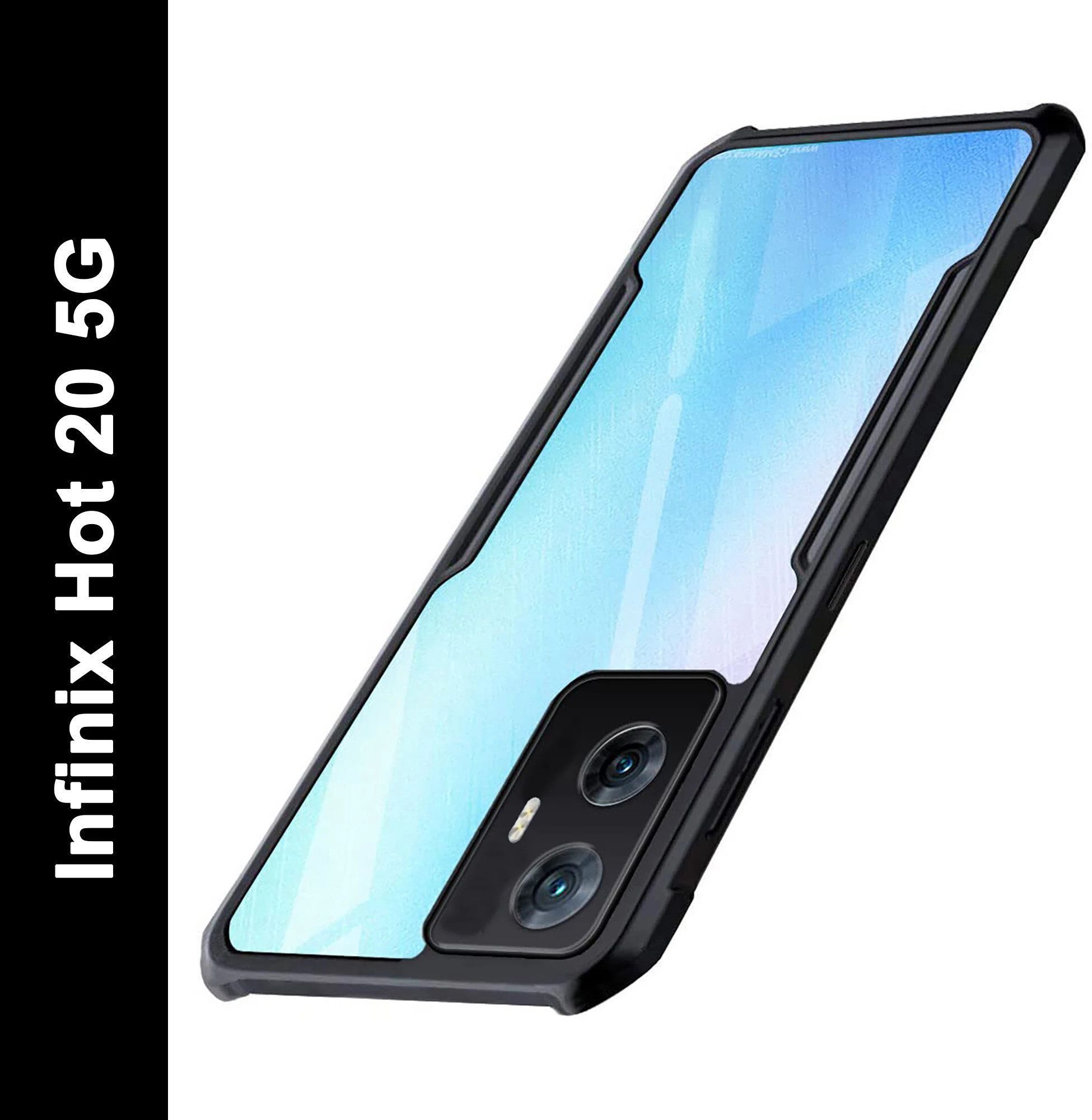 Micvir Back Cover for Infinix Hot 20 5G (Transparent, Black, Shock Proof, Polycarbonate, Pack of: 1)